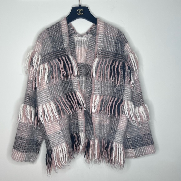 Ulla Johnson Elena Plaid Fringe Cardigan Wrap Mixte Women's Size S petite fall - Picture 3 of 10